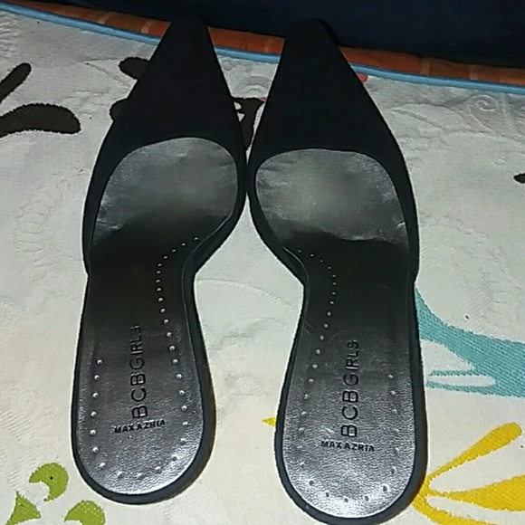 black suede size 8 bcbg girls kitten pumps made in - Picture 4 of 5